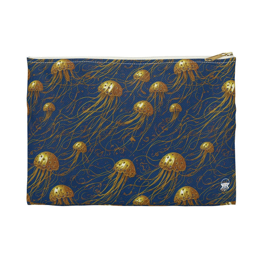 Accessory Pouch - Blue and Gold Jellyfishes - by Jelly Kvlt