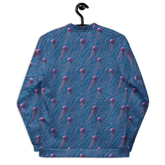 Bomber Jacket Blue and Violet Jellyfishes | Cosmic Ocean Elegance