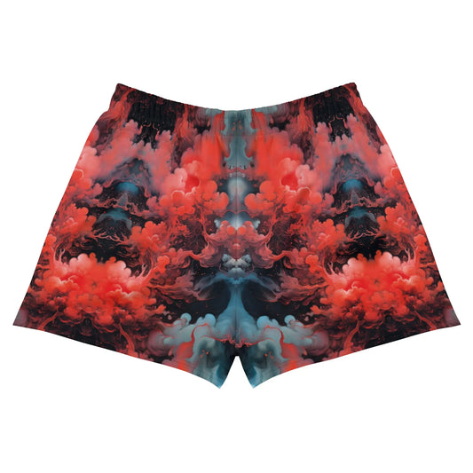 Unisex Athletic Shorts - Ethereal Crimson Flow - Dark - by Jelly Kvlt