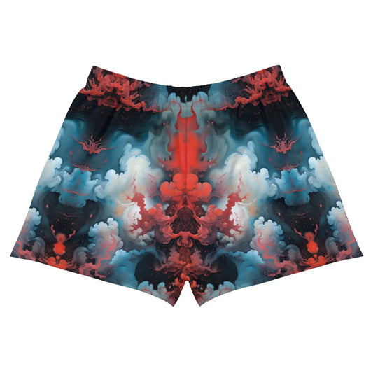 Unisex Athletic Shorts - Ethereal Crimson Flow - Light - by Jelly Kvlt
