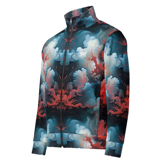 Unisex Track Jacket - Ethereal Crimson Flow (Light) | Cosmic Elegance by Jelly Kvlt