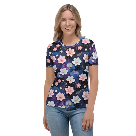 Women’s Crewneck T-shirt - Midnight Sakura | Comfortable & Stylish