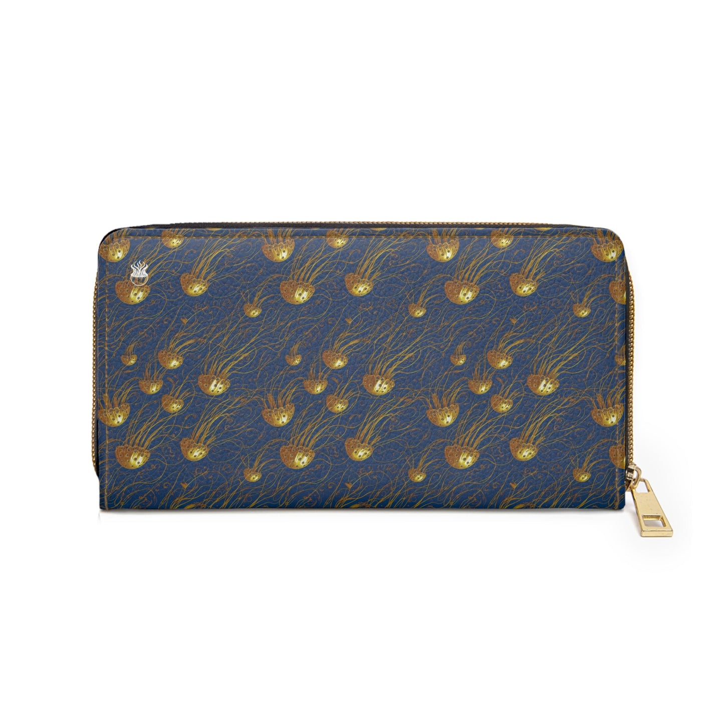 Zipper Wallet - Blue and Gold Jellyfishes - by Jelly Kvlt