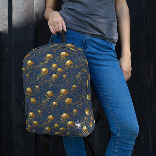 Backpack - Blue and Gold Jellyfishes - by Jelly Kvlt