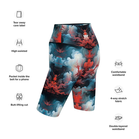 Biker Shorts - Ethereal Crimson Flow - Light - by Jelly Kvlt