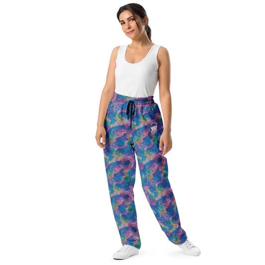 Unisex Wide-leg Joggers - Quantum Drift - by Jelly Kvlt