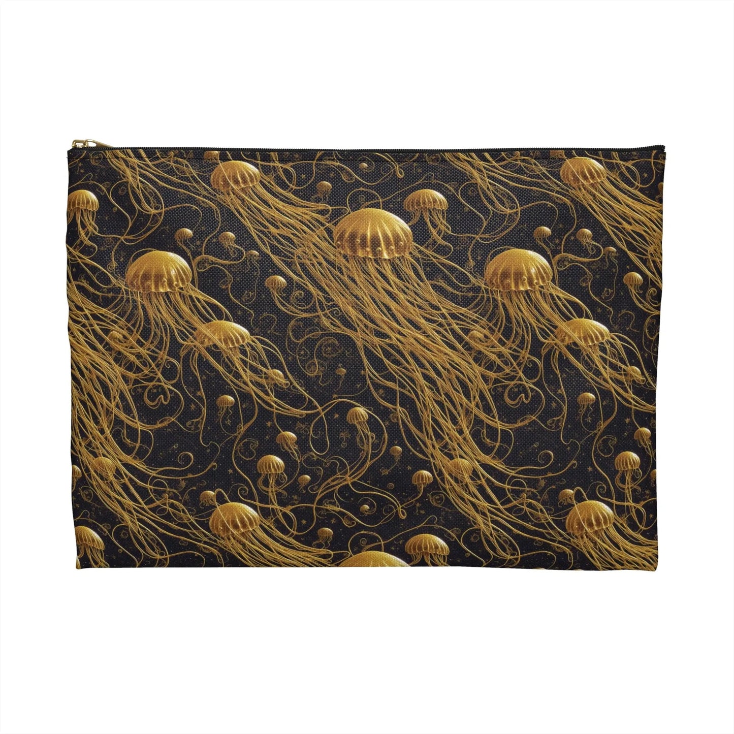 Accessory Pouch - Black and Gold Jellyfishes - by Jelly Kvlt