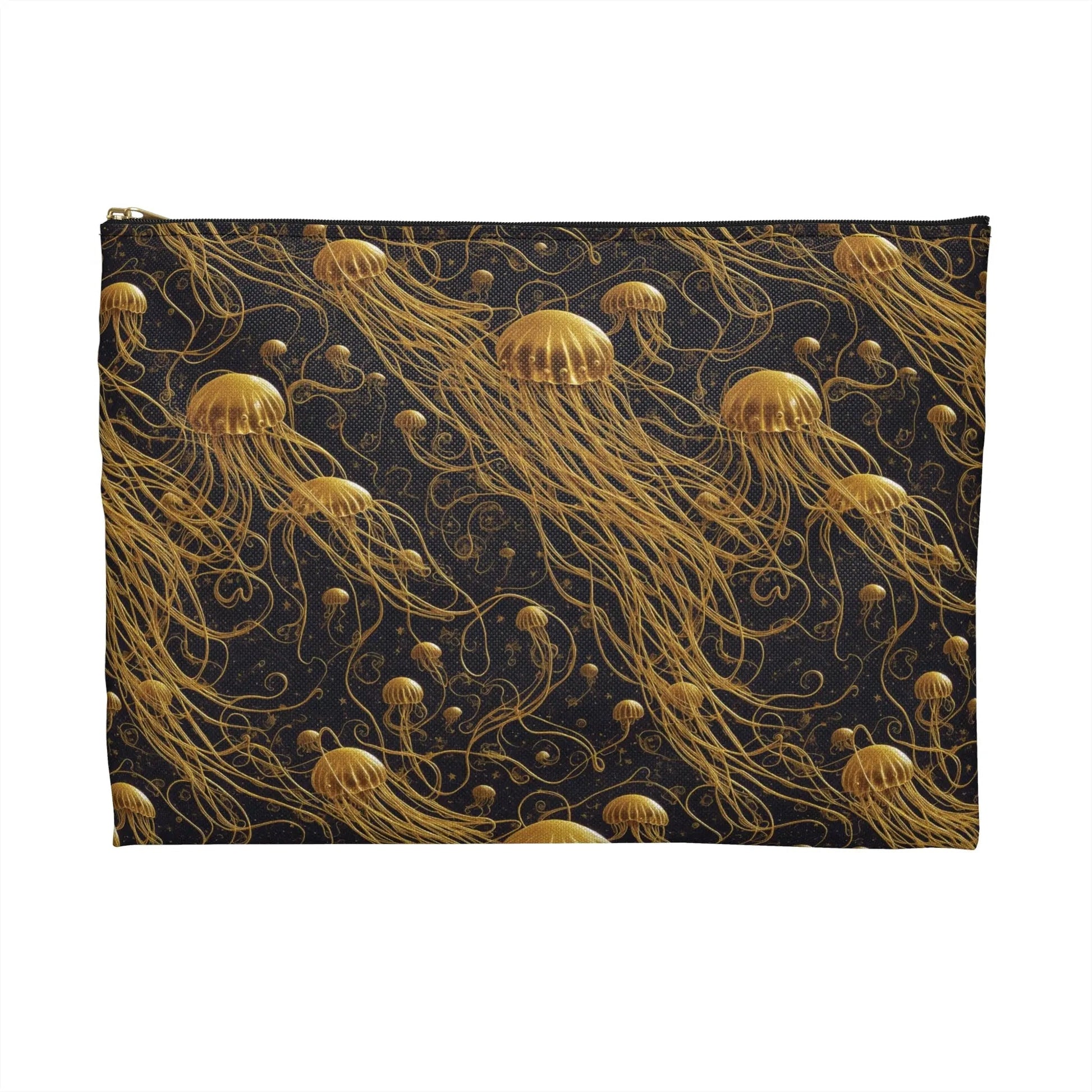 Accessory Pouch - Black and Gold Jellyfishes - by Jelly Kvlt