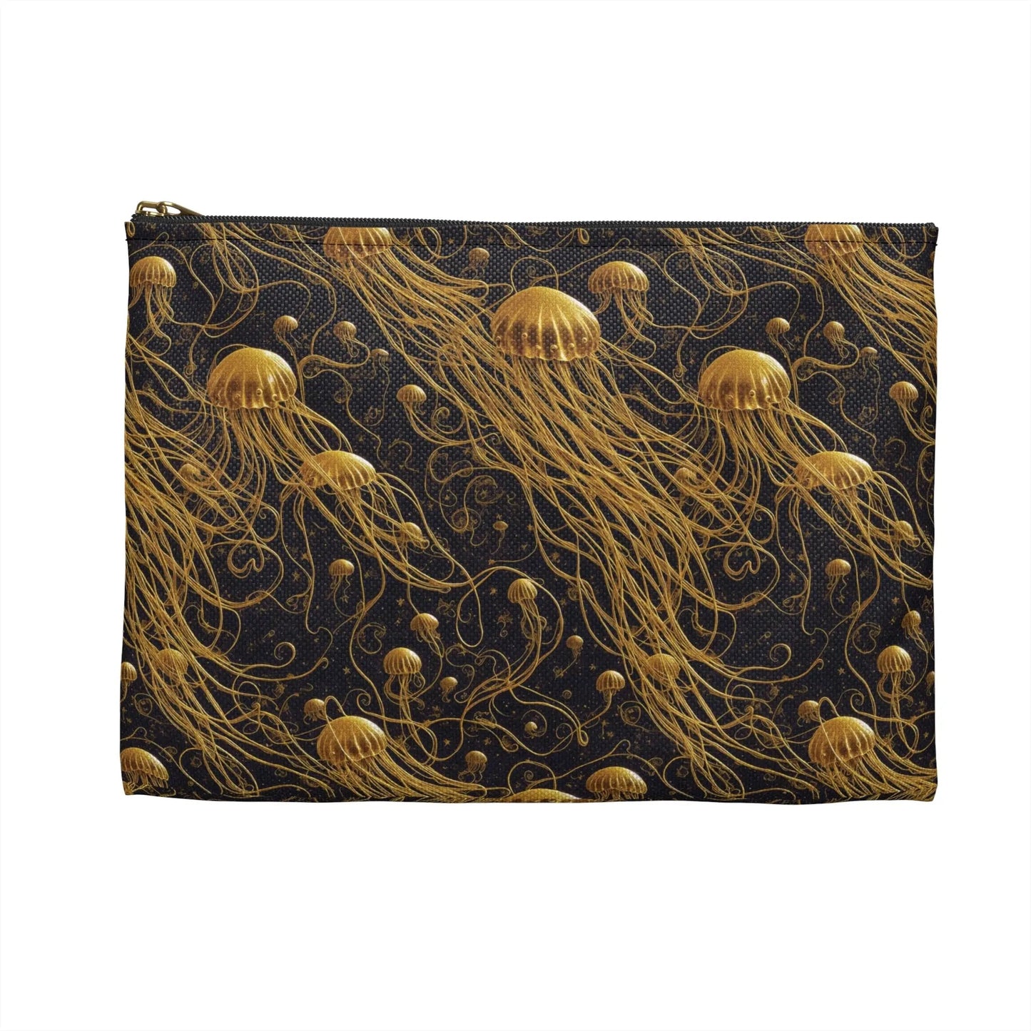Accessory Pouch - Black and Gold Jellyfishes - by Jelly Kvlt
