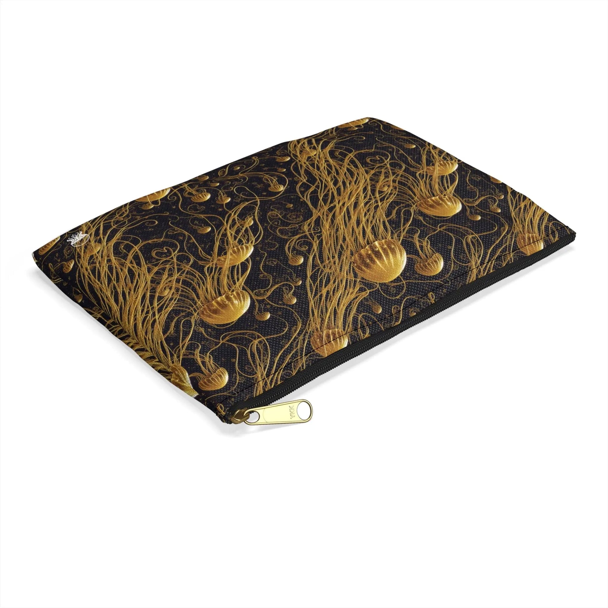 Accessory Pouch - Black and Gold Jellyfishes - by Jelly Kvlt