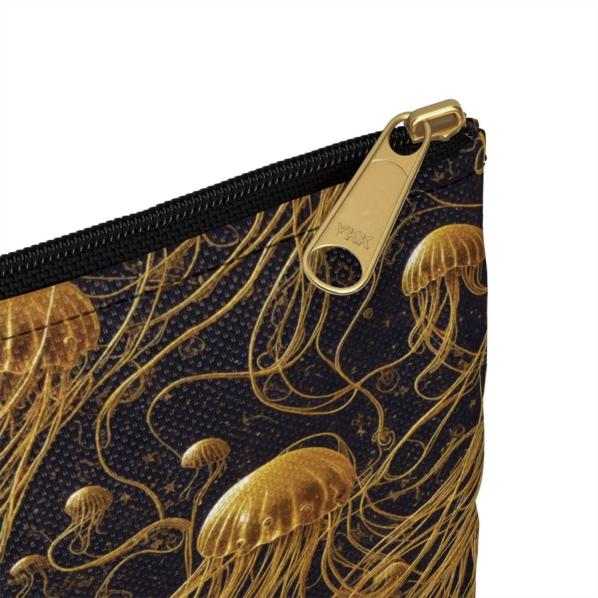 Accessory Pouch - Black and Gold Jellyfishes - by Jelly Kvlt