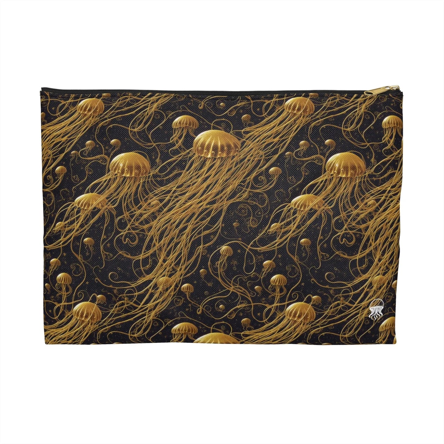 Accessory Pouch - Black and Gold Jellyfishes - by Jelly Kvlt