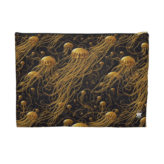 Accessory Pouch - Black and Gold Jellyfishes - by Jelly Kvlt