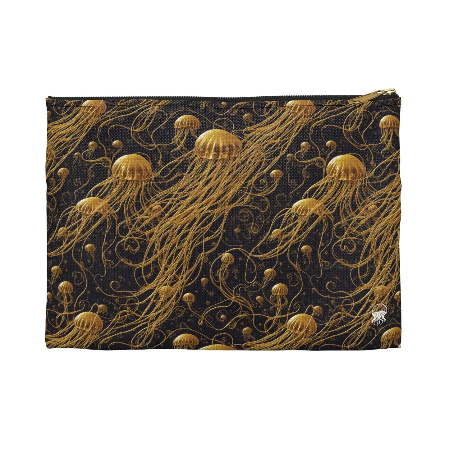 Accessory Pouch - Black and Gold Jellyfishes - by Jelly Kvlt