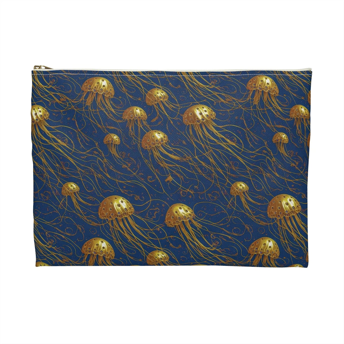 Accessory Pouch - Blue and Gold Jellyfishes - by Jelly Kvlt