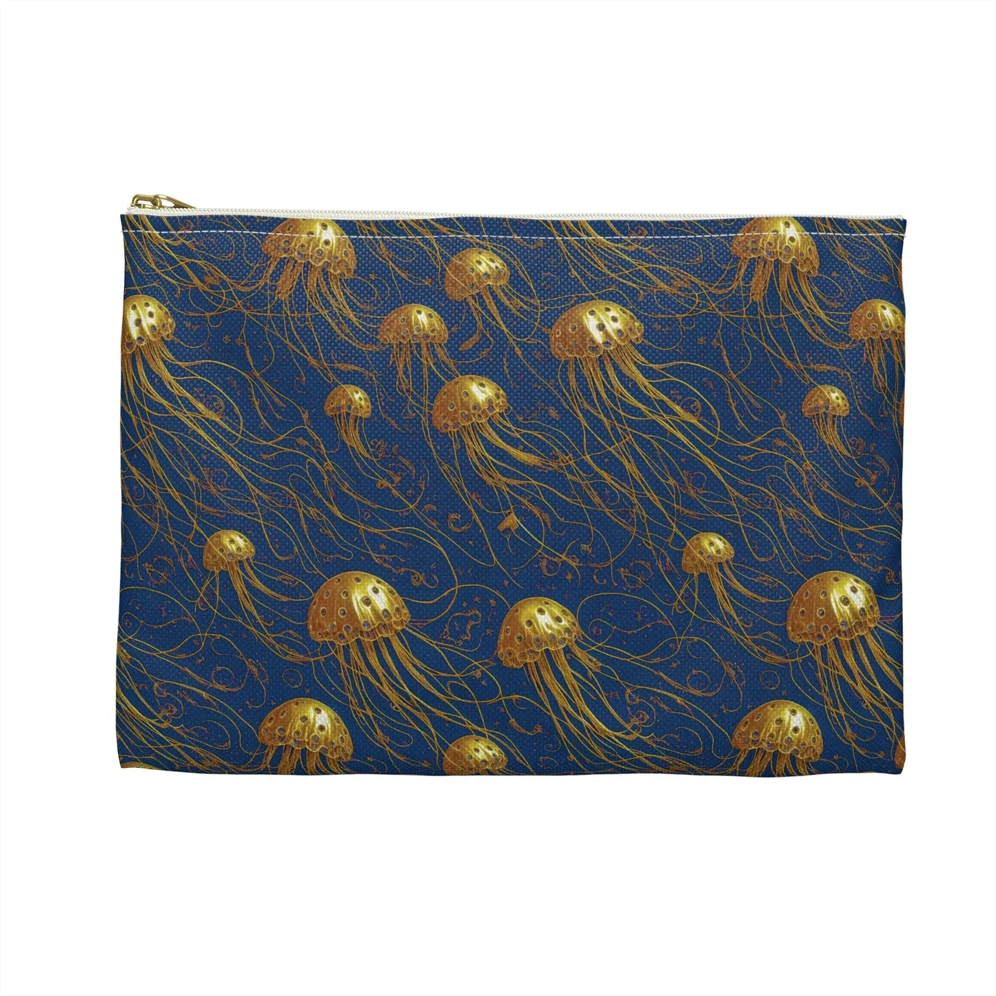 Accessory Pouch - Blue and Gold Jellyfishes - by Jelly Kvlt