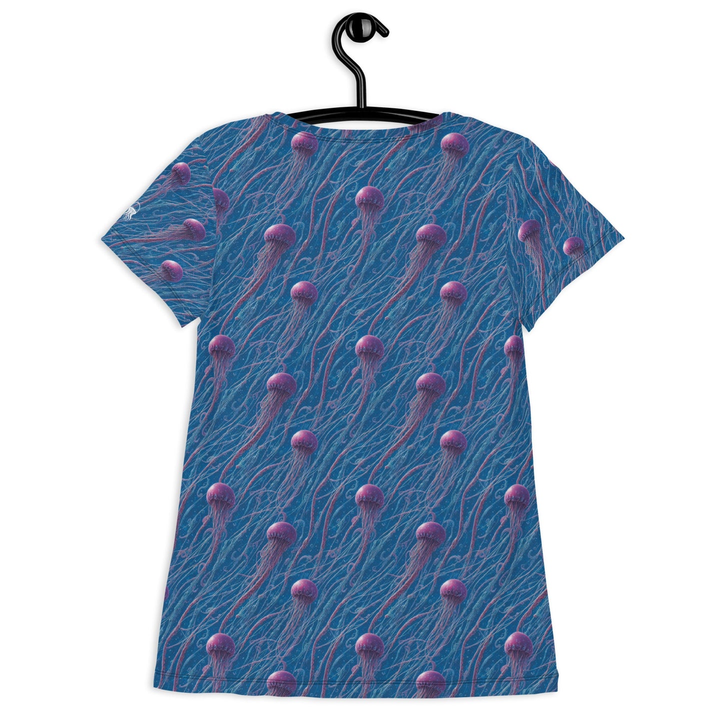 Athletic T-shirt - Blue and Violet Jellyfishes - by Jelly Kvlt