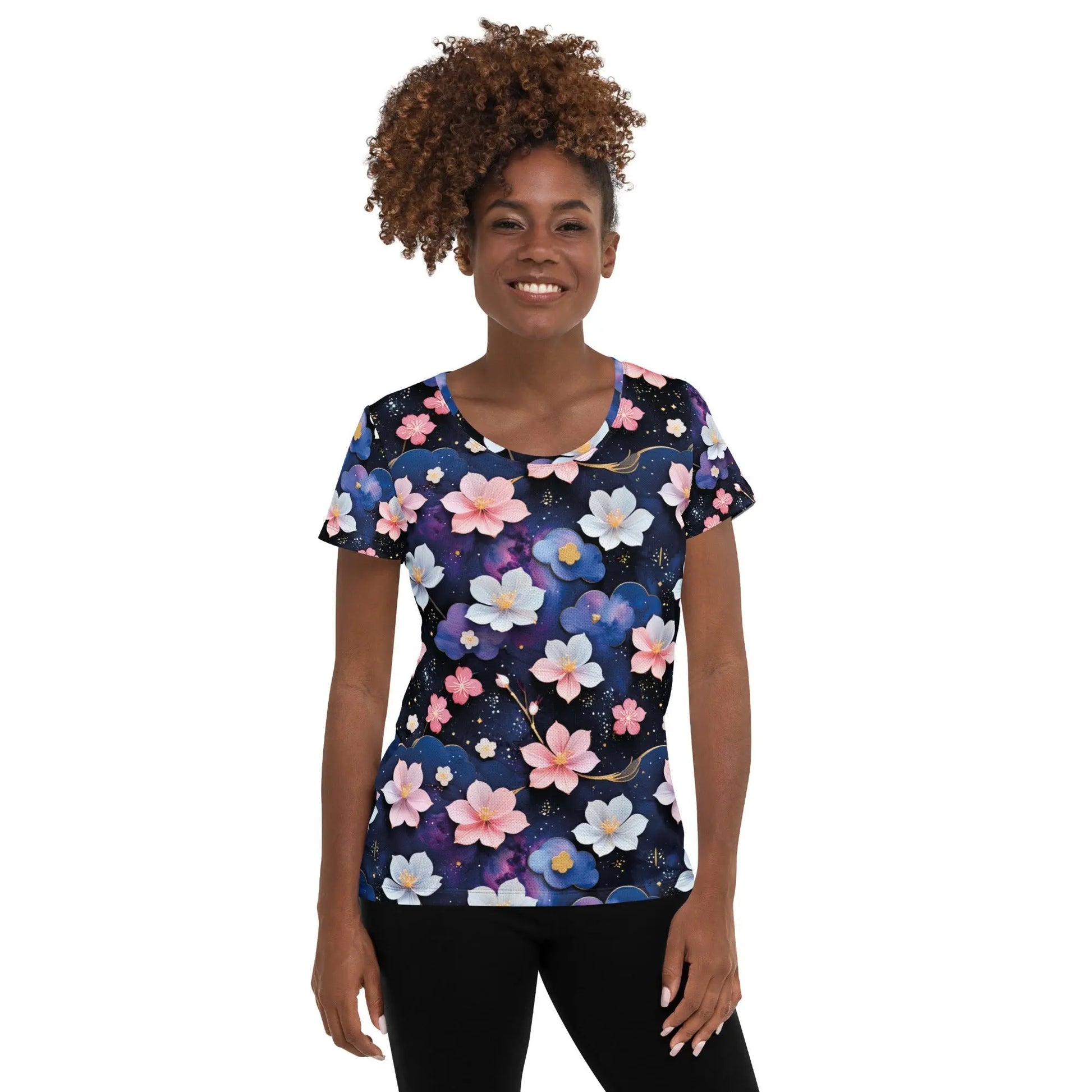 Women’s Athletic T-Shirt - Midnight Sakura | Lightweight & Functional