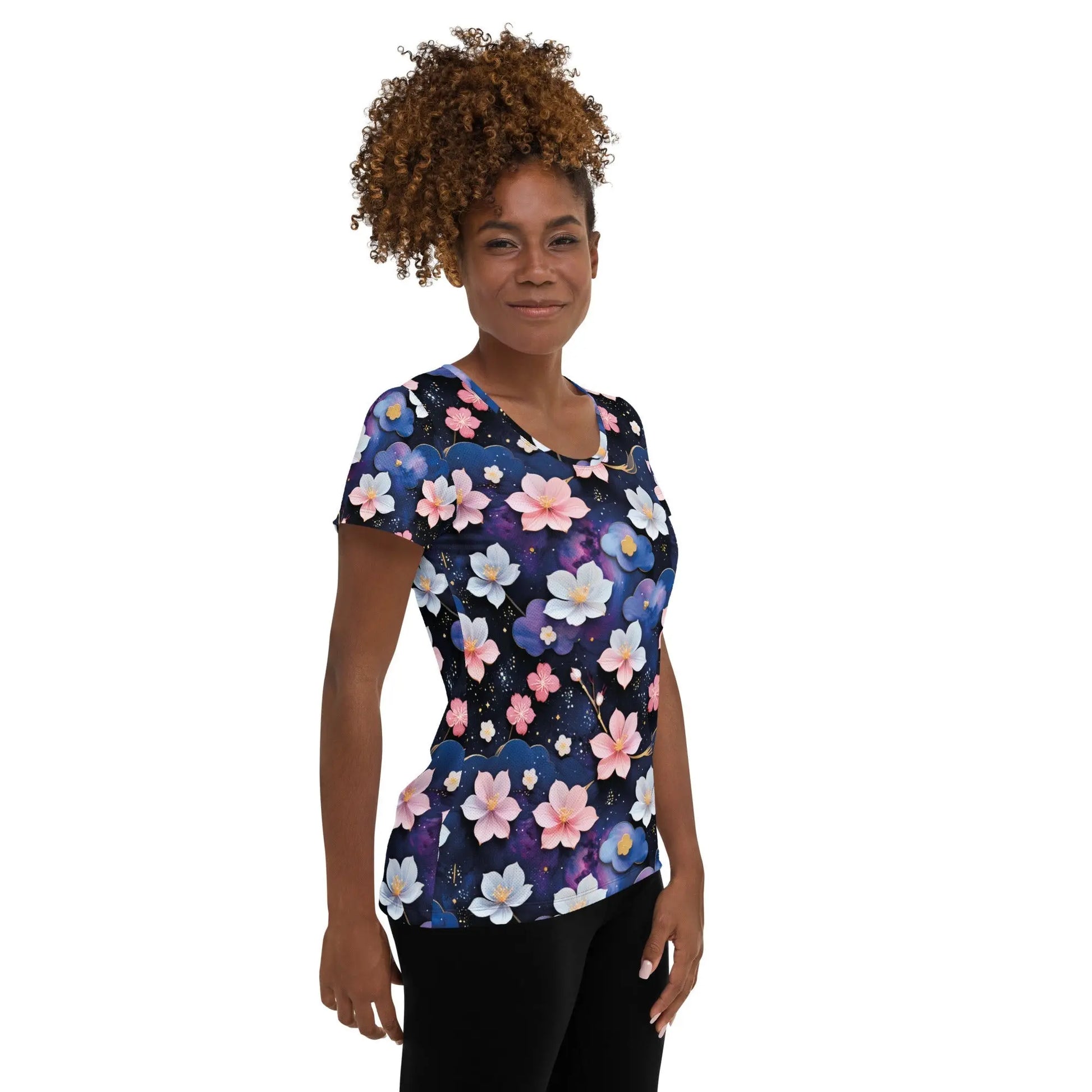 Women’s Athletic T-Shirt - Midnight Sakura | Lightweight & Functional