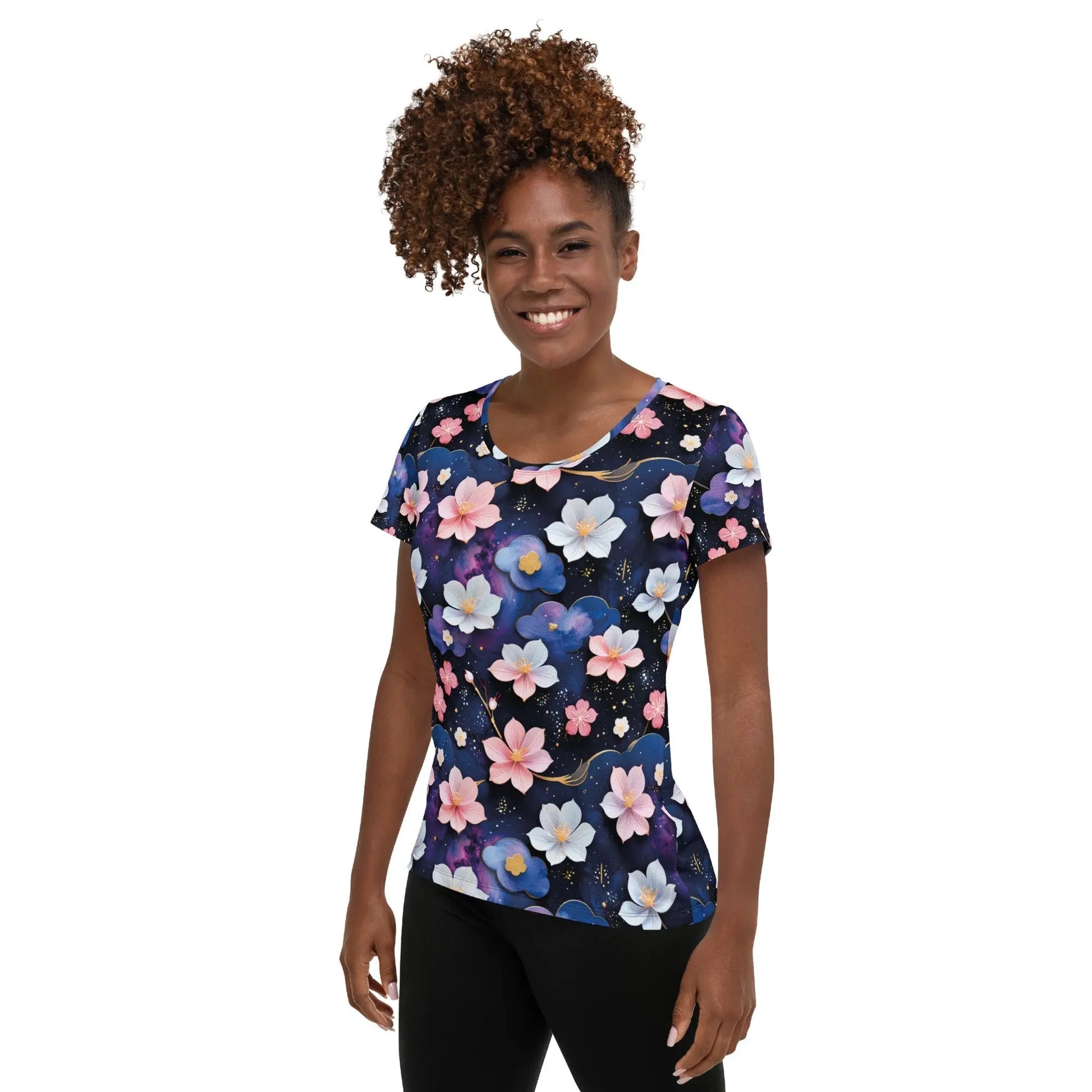 Women’s Athletic T-Shirt - Midnight Sakura | Lightweight & Functional