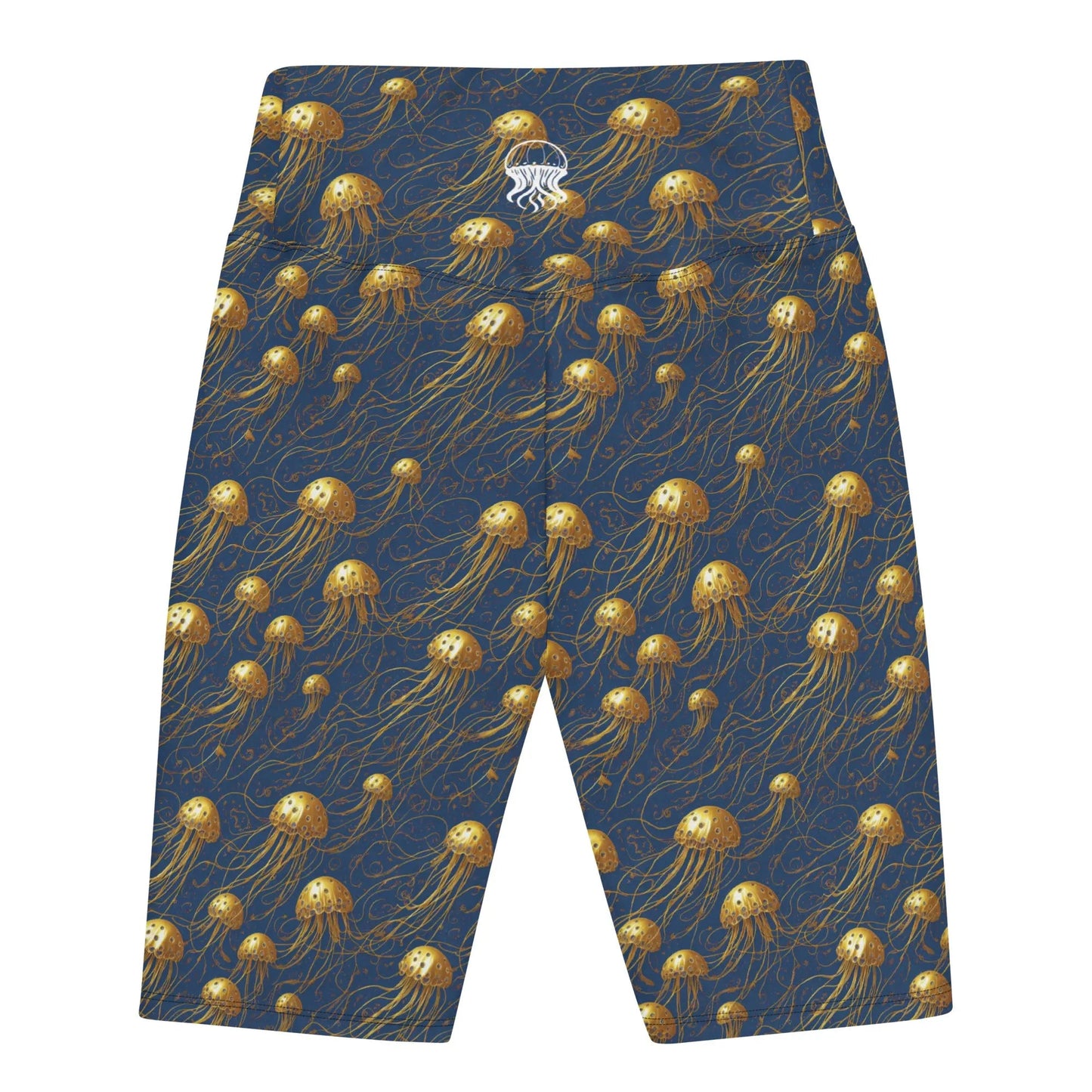 Biker Shorts - Blue and Gold Jellyfishes - by Jelly Kvlt