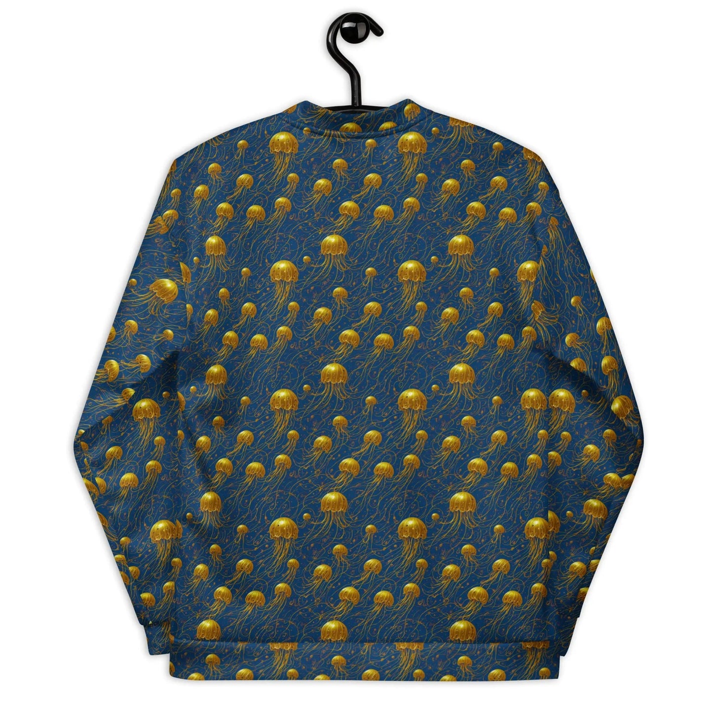 Bomber Jacket Blue and Gold Jellyfishes | Oceanic Elegance & Comfort