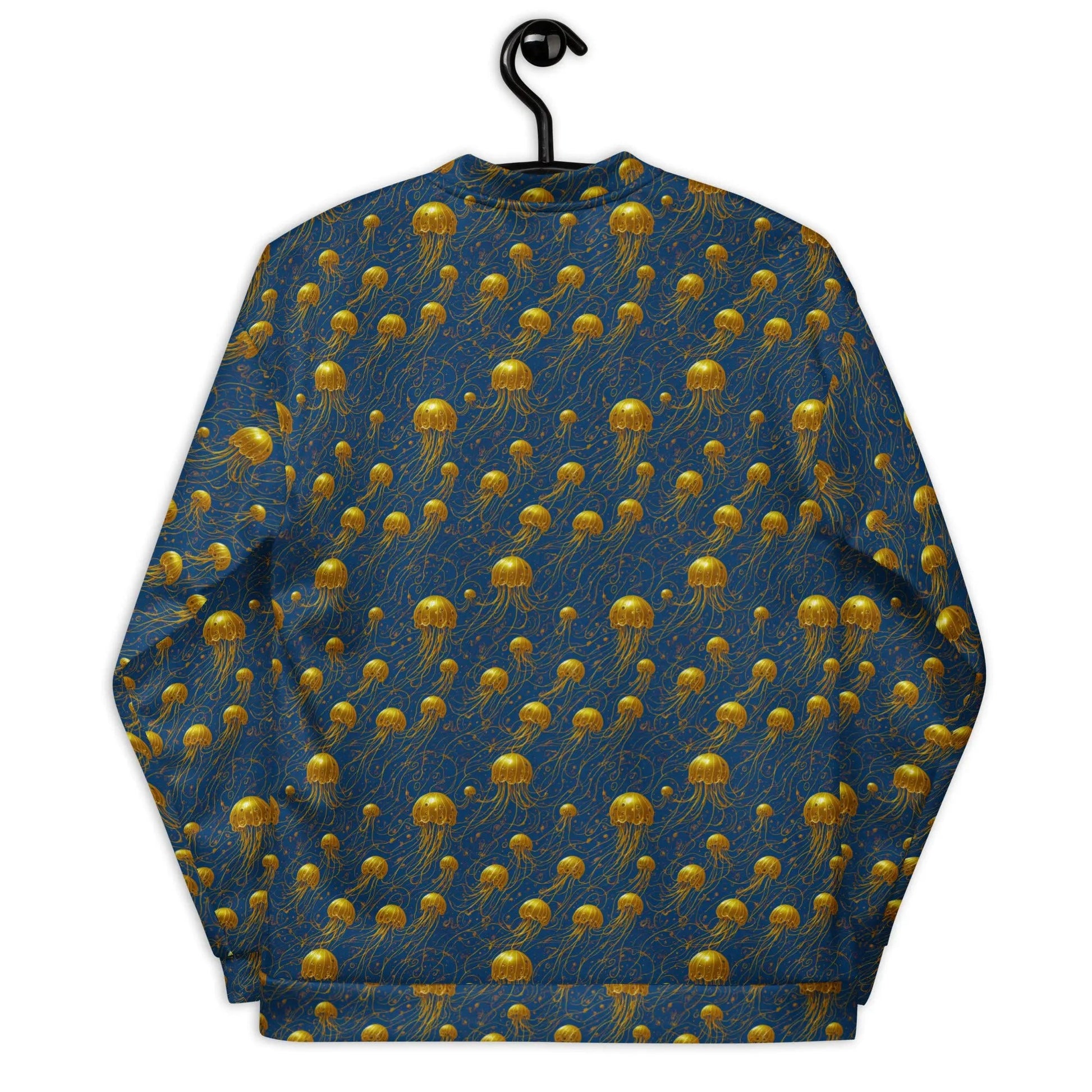 Bomber Jacket Blue and Gold Jellyfishes | Oceanic Elegance & Comfort