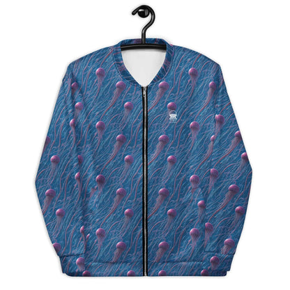 Bomber Jacket Blue and Violet Jellyfishes | Cosmic Ocean Elegance