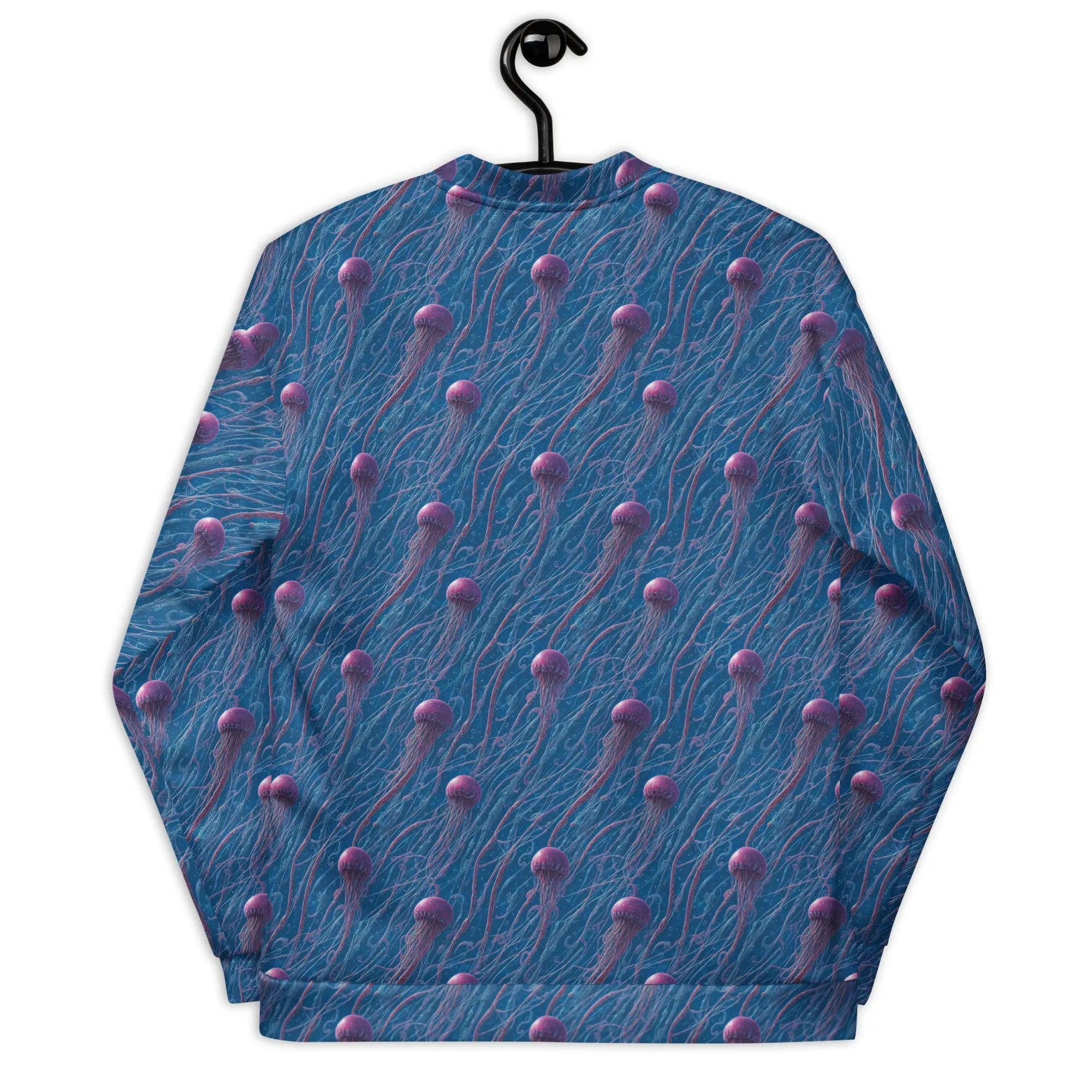 Bomber Jacket Blue and Violet Jellyfishes | Cosmic Ocean Elegance