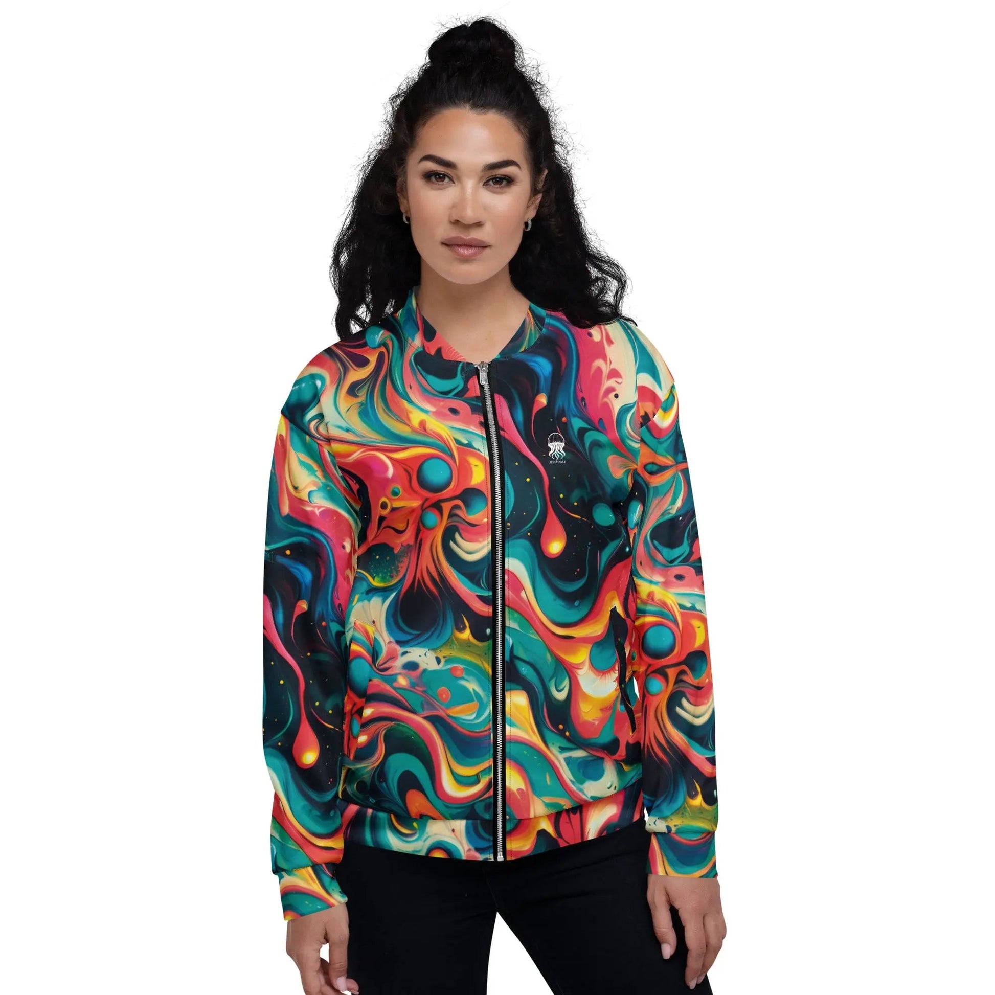 Bomber Jacket Celestial Splash | Cosmic Watercolor Elegance