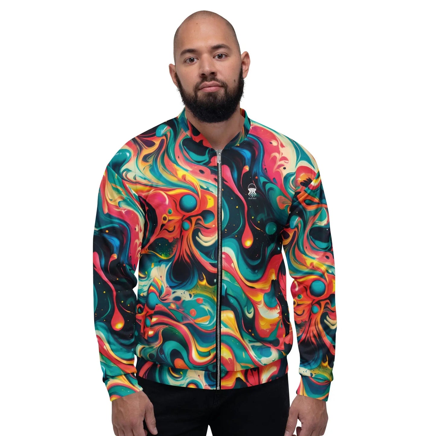 Bomber Jacket Celestial Splash | Cosmic Watercolor Elegance