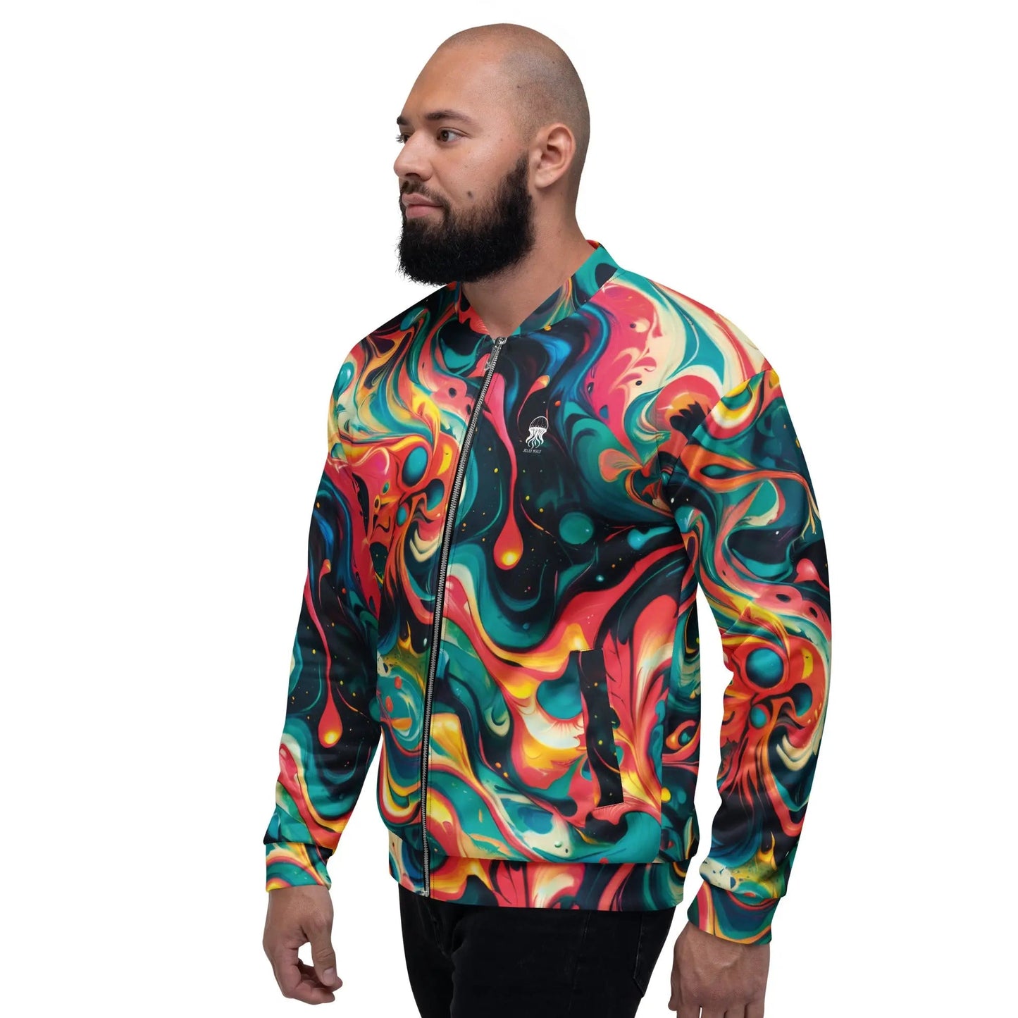 Bomber Jacket Celestial Splash | Cosmic Watercolor Elegance