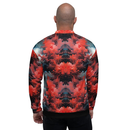 Bomber Jacket Ethereal Crimson Flow - Dark  | Bold Cosmic Elegance
