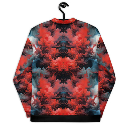Bomber Jacket Ethereal Crimson Flow - Dark  | Bold Cosmic Elegance