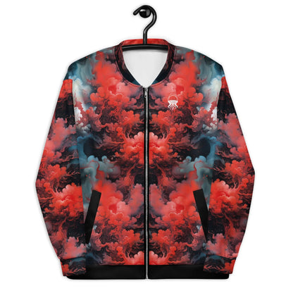 Bomber Jacket Ethereal Crimson Flow - Dark  | Bold Cosmic Elegance