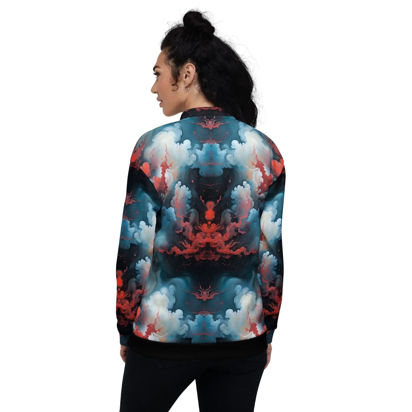 Bomber Jacket Ethereal Crimson Flow Light | Celestial Grace & Comfort