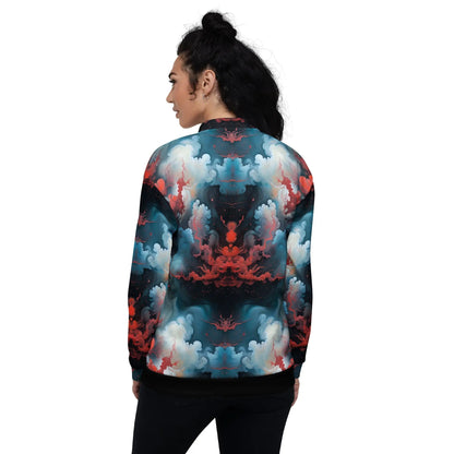 Bomber Jacket Ethereal Crimson Flow Light | Celestial Grace & Comfort
