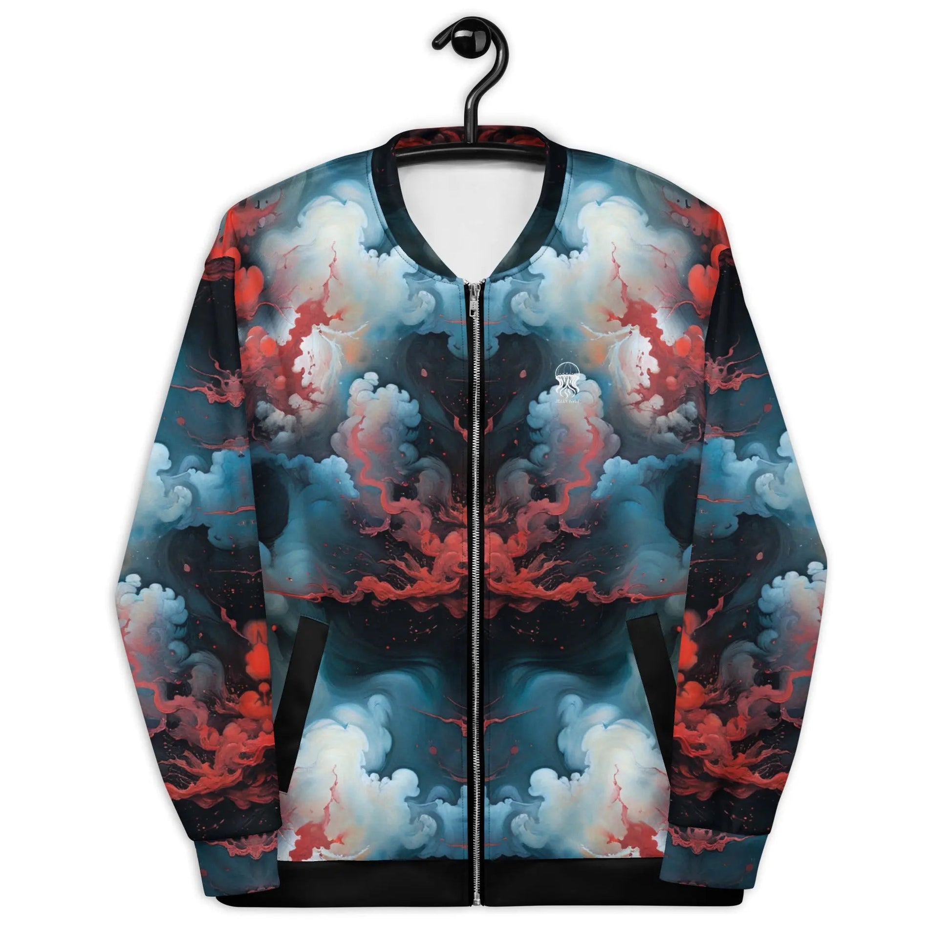 Bomber Jacket Ethereal Crimson Flow Light | Celestial Grace & Comfort