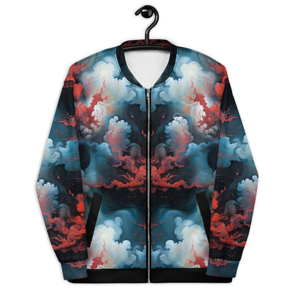 Bomber Jacket Ethereal Crimson Flow Light | Celestial Grace & Comfort