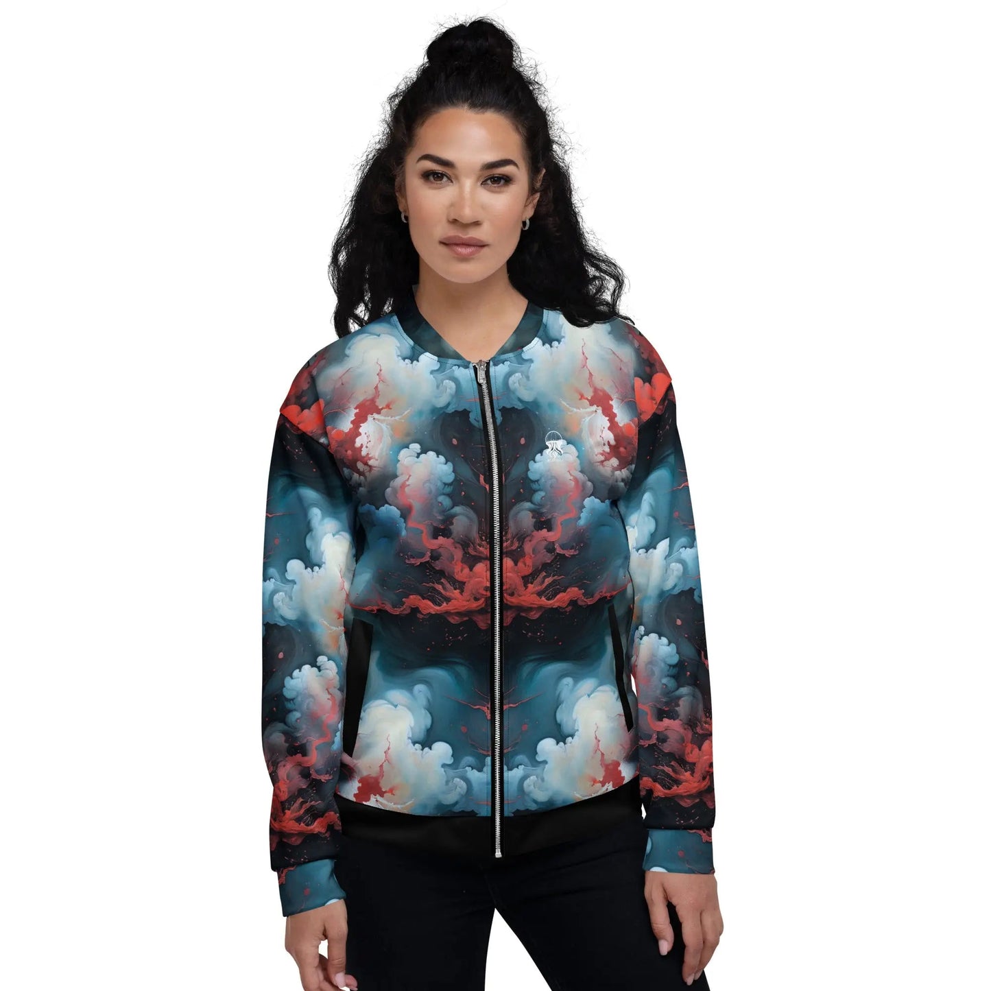 Bomber Jacket Ethereal Crimson Flow Light | Celestial Grace & Comfort
