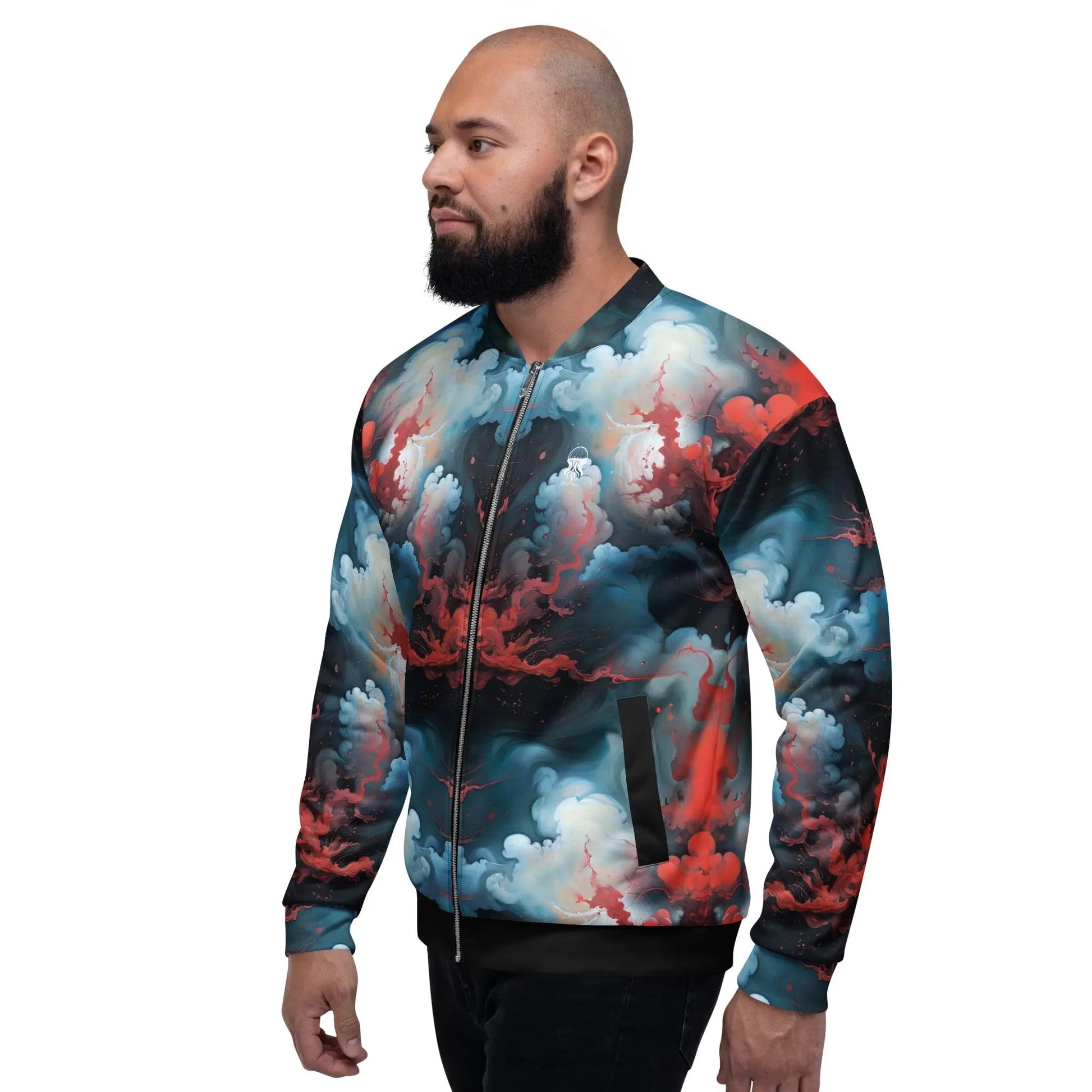 Bomber Jacket Ethereal Crimson Flow Light | Celestial Grace & Comfort