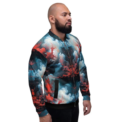 Bomber Jacket Ethereal Crimson Flow Light | Celestial Grace & Comfort