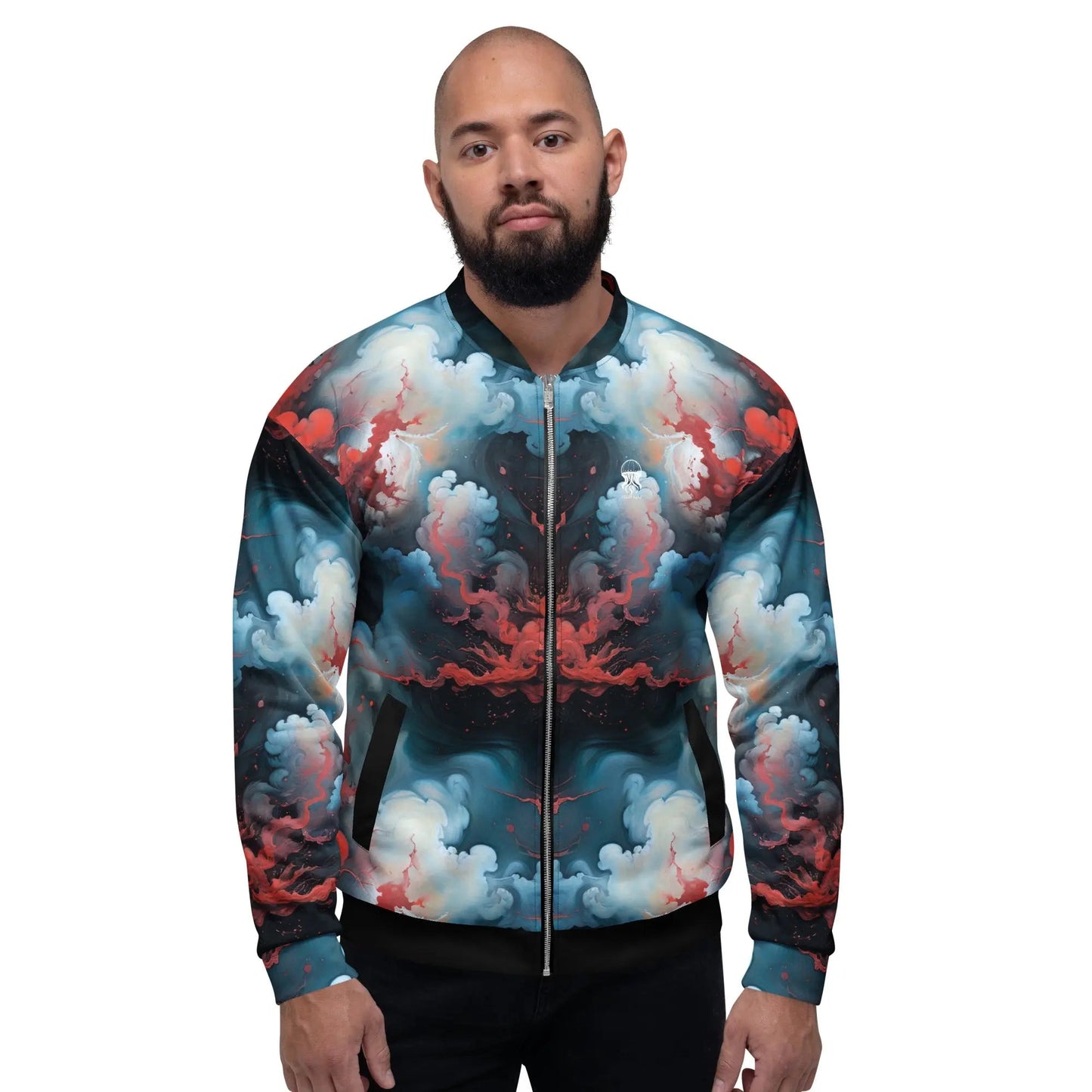 Bomber Jacket Ethereal Crimson Flow Light | Celestial Grace & Comfort