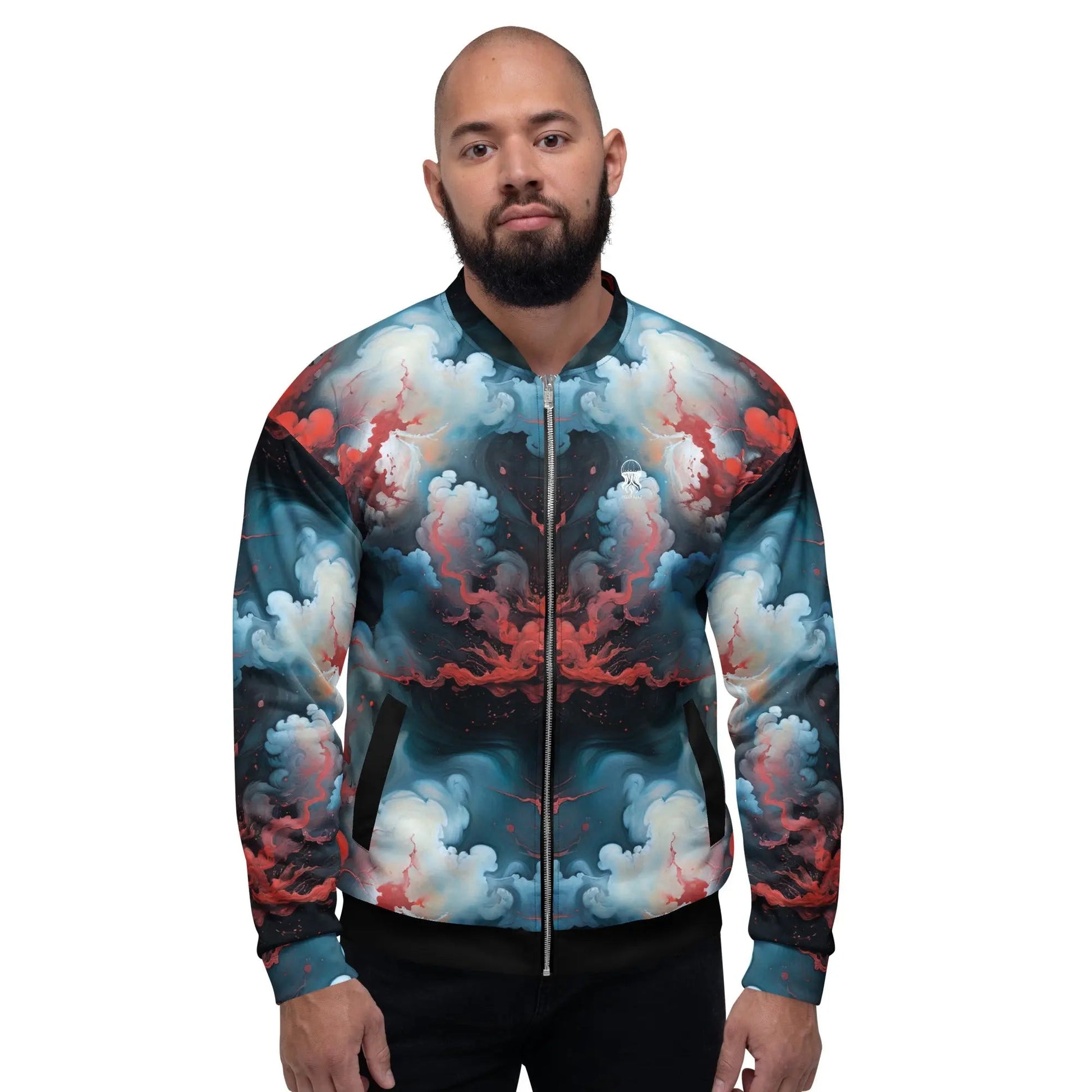 Bomber Jacket Ethereal Crimson Flow Light | Celestial Grace & Comfort