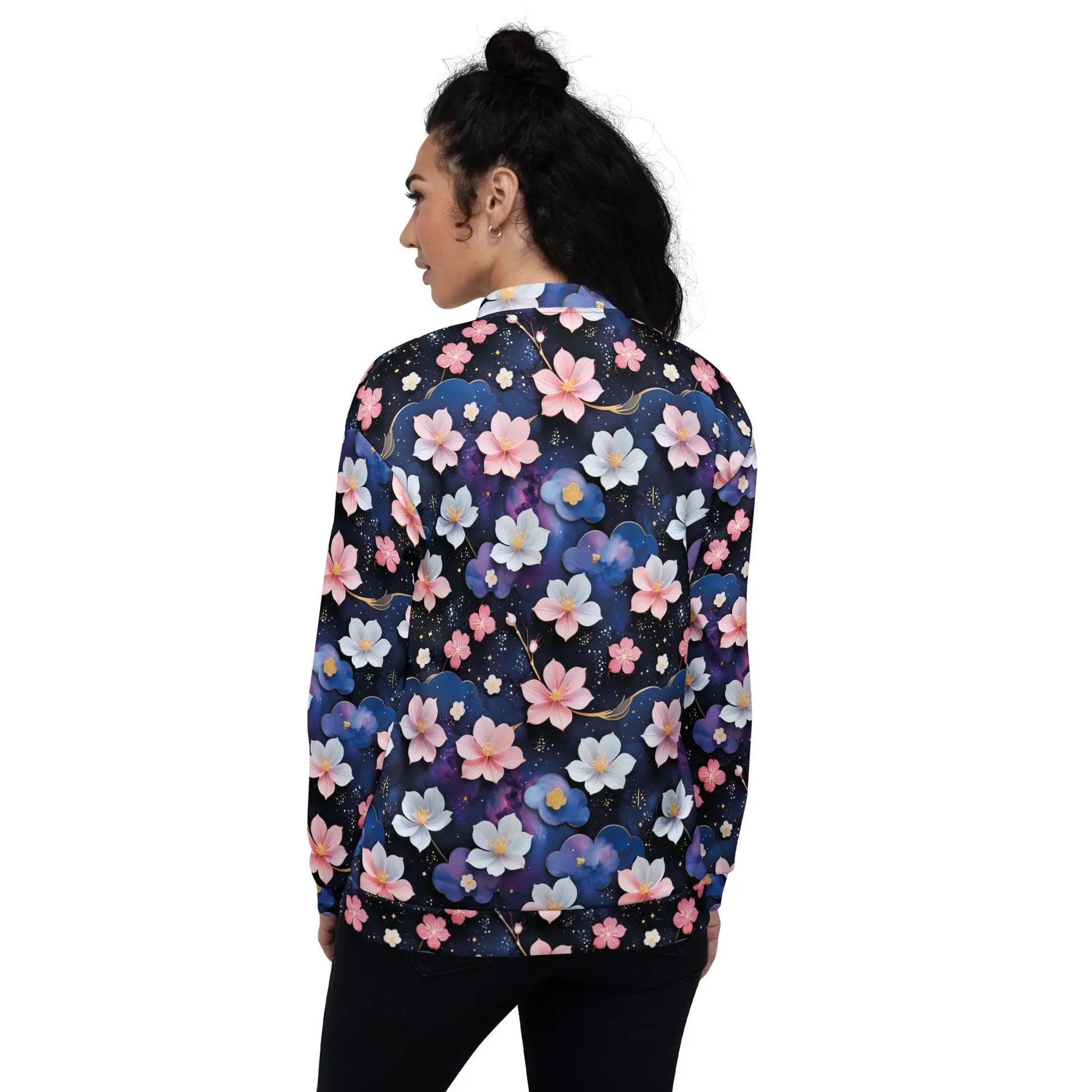 Bomber Jacket Midnight Sakura | Celestial Elegance & Comfort