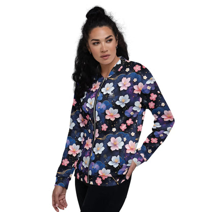 Bomber Jacket Midnight Sakura | Celestial Elegance & Comfort