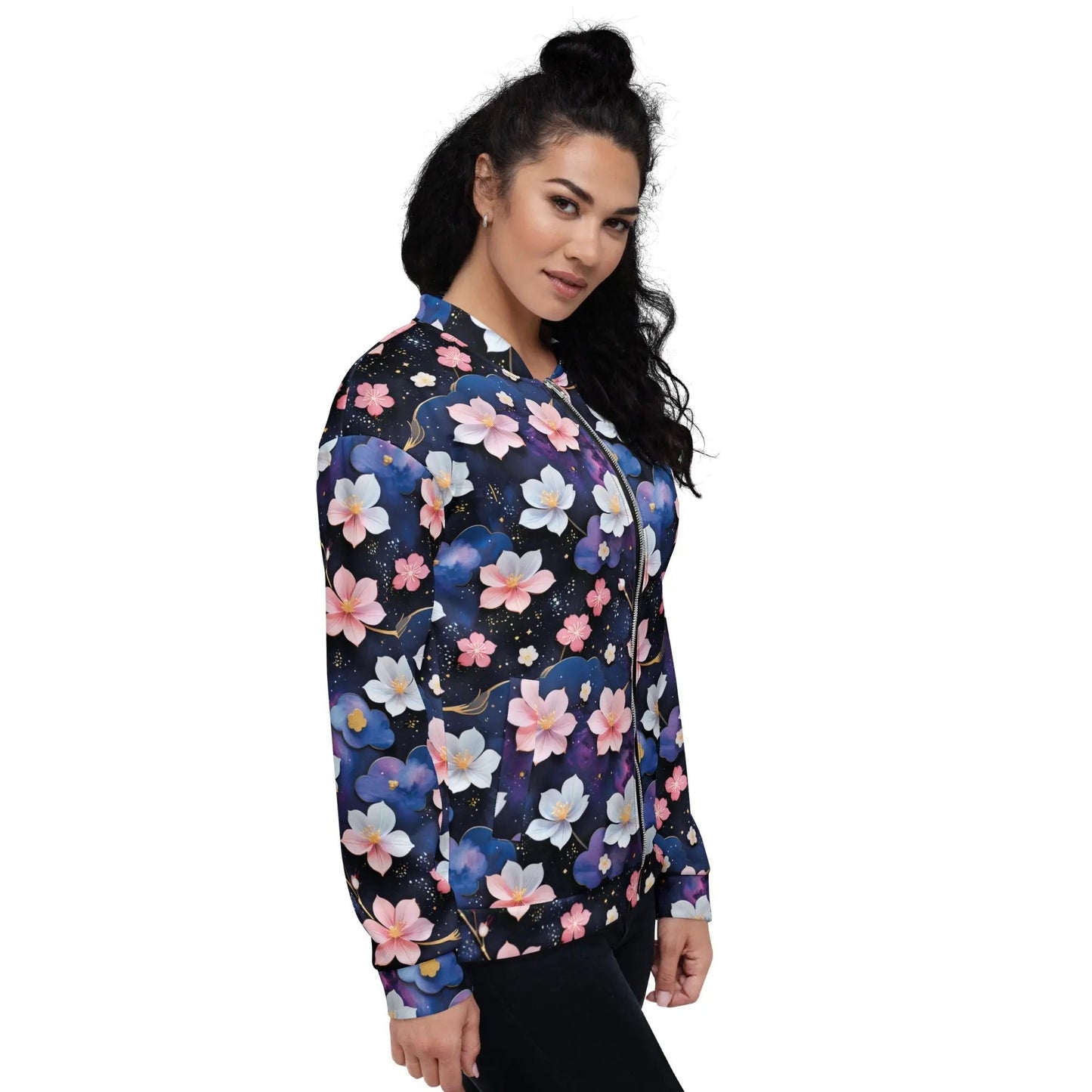 Bomber Jacket Midnight Sakura | Celestial Elegance & Comfort