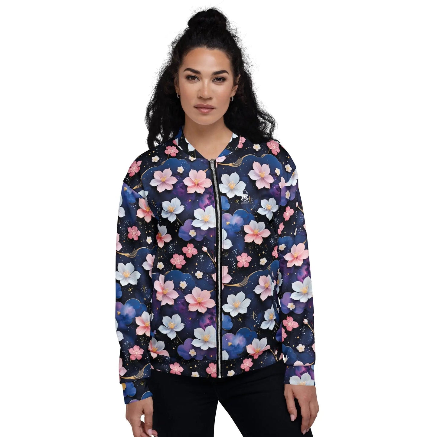 Bomber Jacket Midnight Sakura | Celestial Elegance & Comfort