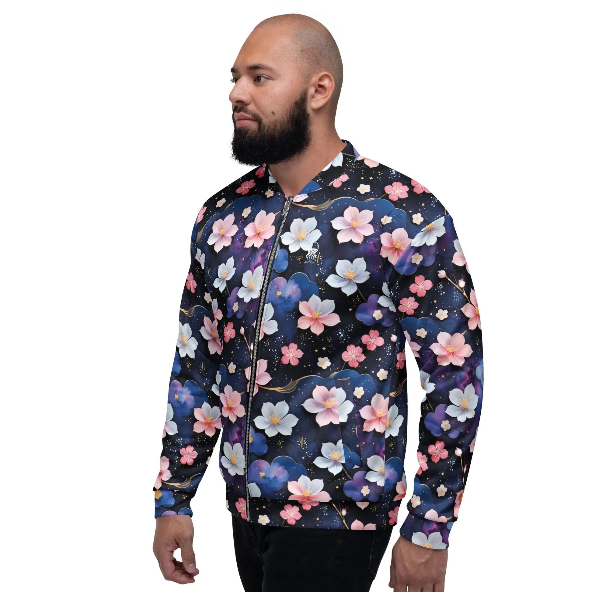 Bomber Jacket Midnight Sakura | Celestial Elegance & Comfort