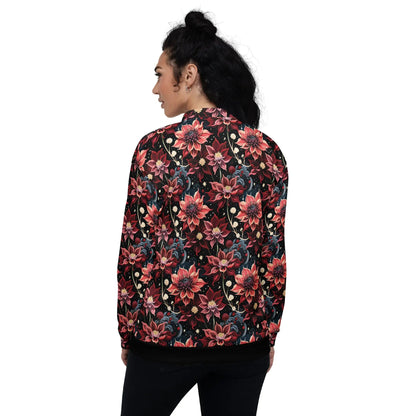 Bomber Jacket Twilight Dahlia | Cosmic Floral Elegance